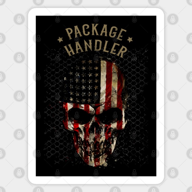 Package Handler - Watercolor Skull in American Flag Design Magnet by best-vibes-only